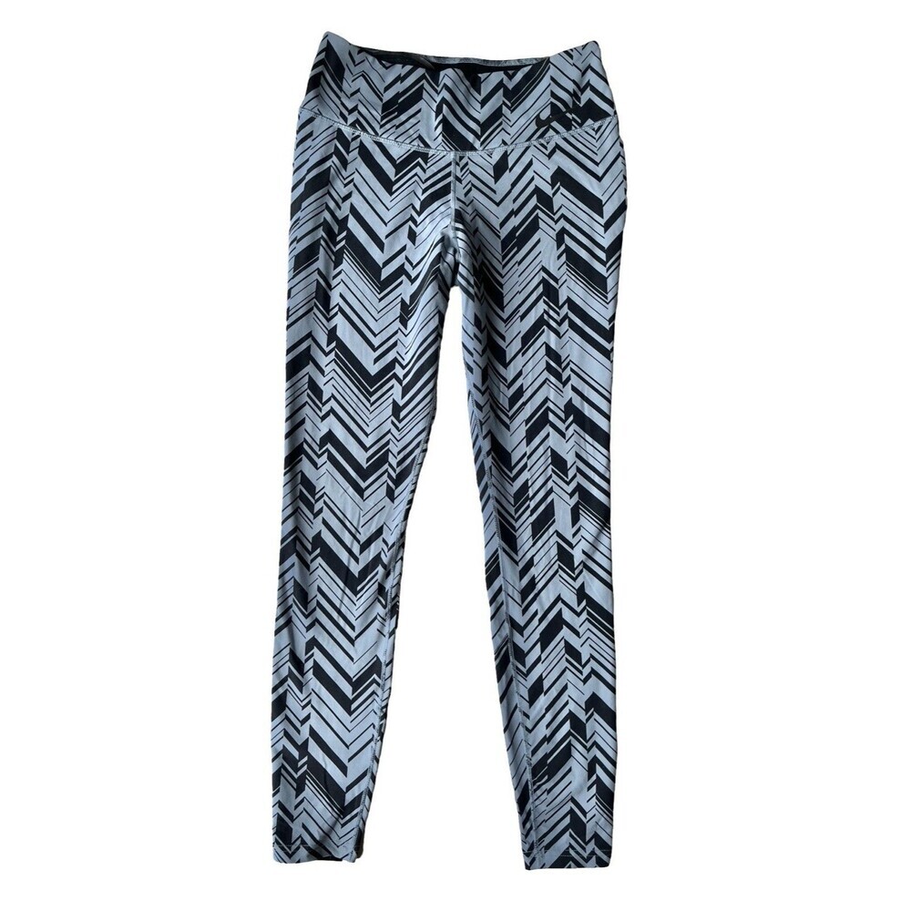 Nike Dri-FIT Leggings Women’s Medium Gray Black Chevron Print Athletic Yoga Gym